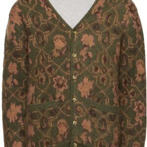 Beams botanical Cardigan in olive